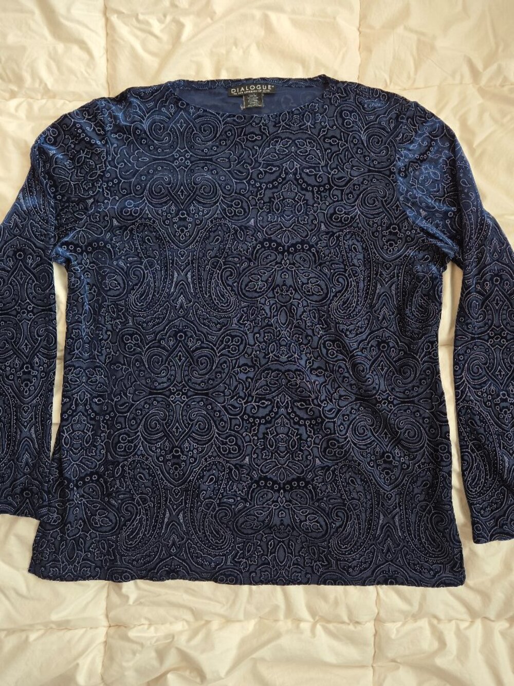 Dialogue Navy Tunic style blouse, Size L.